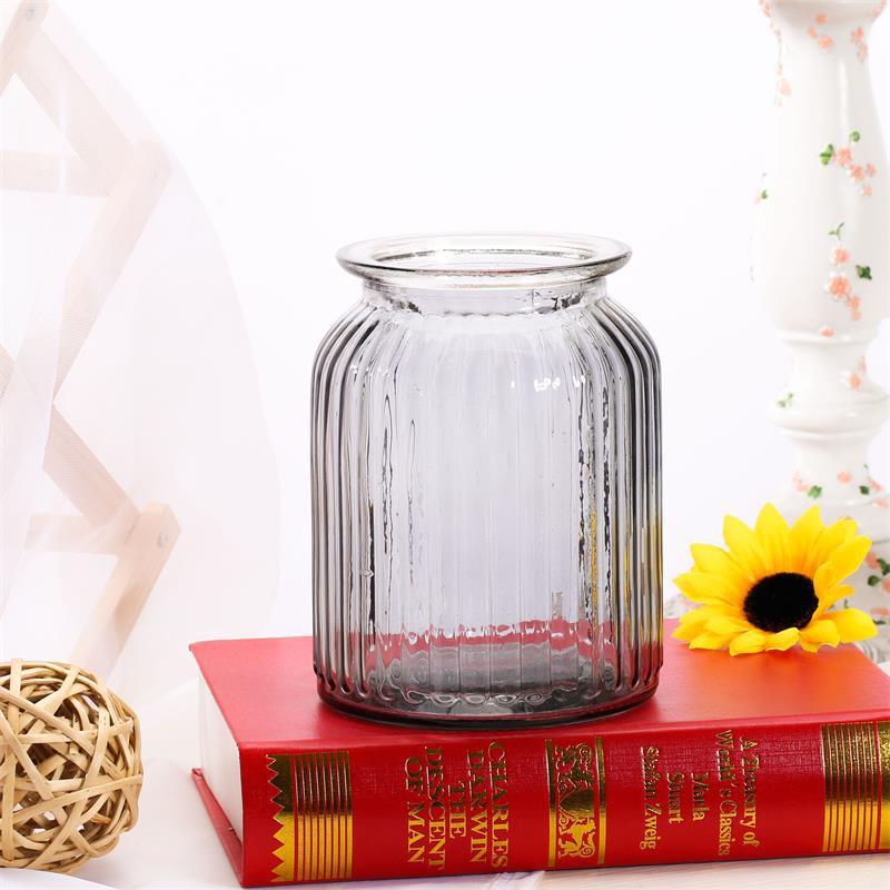 Bình thủy tinh cắm hoa lụa, hoa tươi, trồng cây thủy sinh vân sọc trang trí decor phong cách Châu Âu 18cm