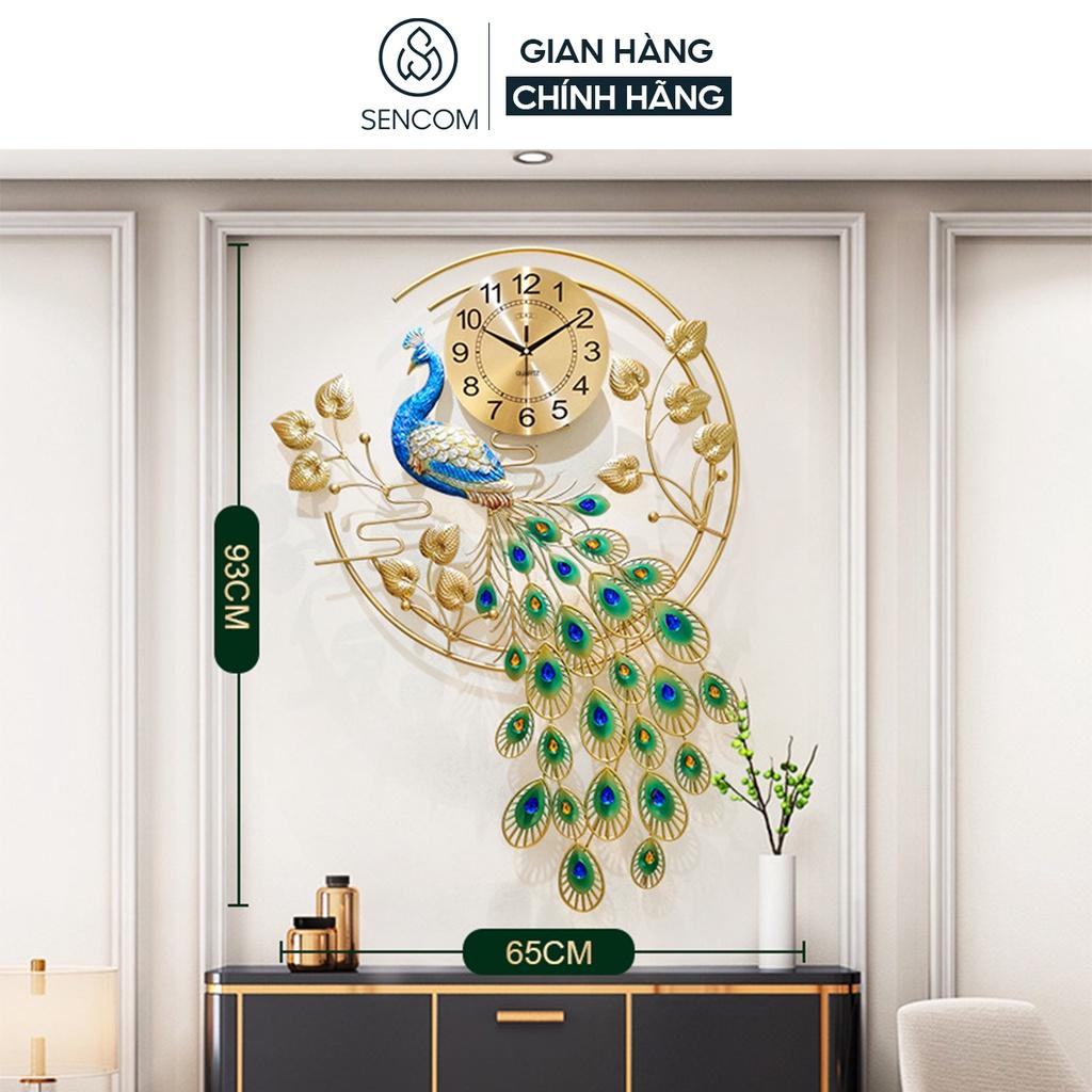 Đồng hồ treo tường nghệ thuật SENCOM hình con công decor trang trí nhà cửa mã 2878- Hàng chính hãng