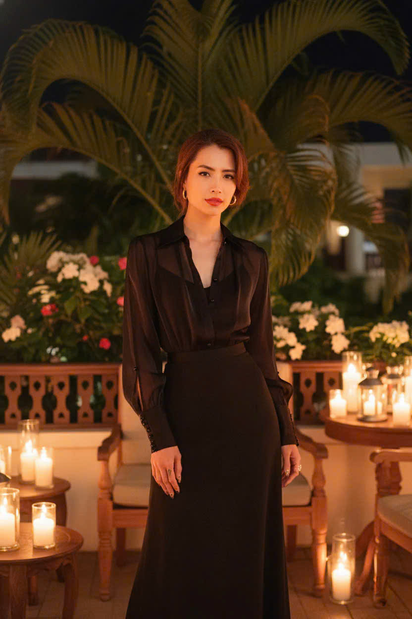 Áo Sơ Mi Tay Dài Xuyên Thấu Organza Huyền Sương Top152