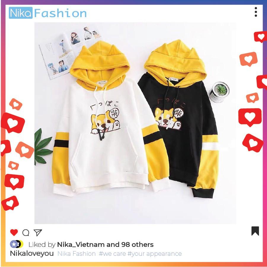 Nikafashion Áo Hoodie Nón Unisex Nam Nữ Chất Vải Nỉ Freesize 1 kích cỡ Form Dáng Rộng Dưới 65kg Mặc Đẹp S.H.I.B.A