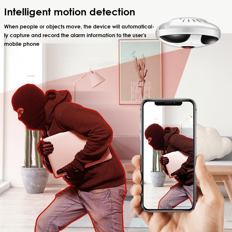 Hỗ trợ camera trong nhà 1080p HD P2P CCTV CCTV CAMERY điều khiển từ xa 360 độ xem toàn cảnh Máy ảnh giám sát không dây: 2MP với thẻ 128G