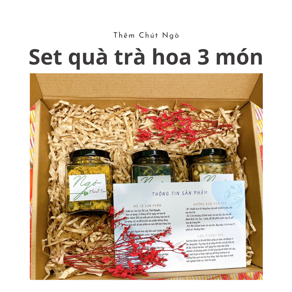 Set quà tặng trà hoa 3 món, quà tặng 8/3, quà tặng thầy cô và những người thân yêu , quà tặng đồng nghiệp đối tác 8/3