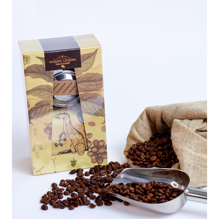 Cà Phê Chồn Arabica Nguyên Chất 100% Hương Mai Cafe Weasel Legend Coffee Gift Box (Oganic) - Thích Hợp Làm Quà Biếu Tặng Gồm 01 Gói Cà Phê Dạng Bột 250g + 01 Phin Inox Cao Cấp