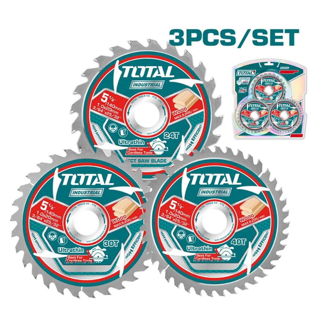 BỘ 3 LƯỠI CƯA TCT SIÊU MỎNG 140MM TOTAL TAC236140 - HÀNG CHÍNH HÃNG