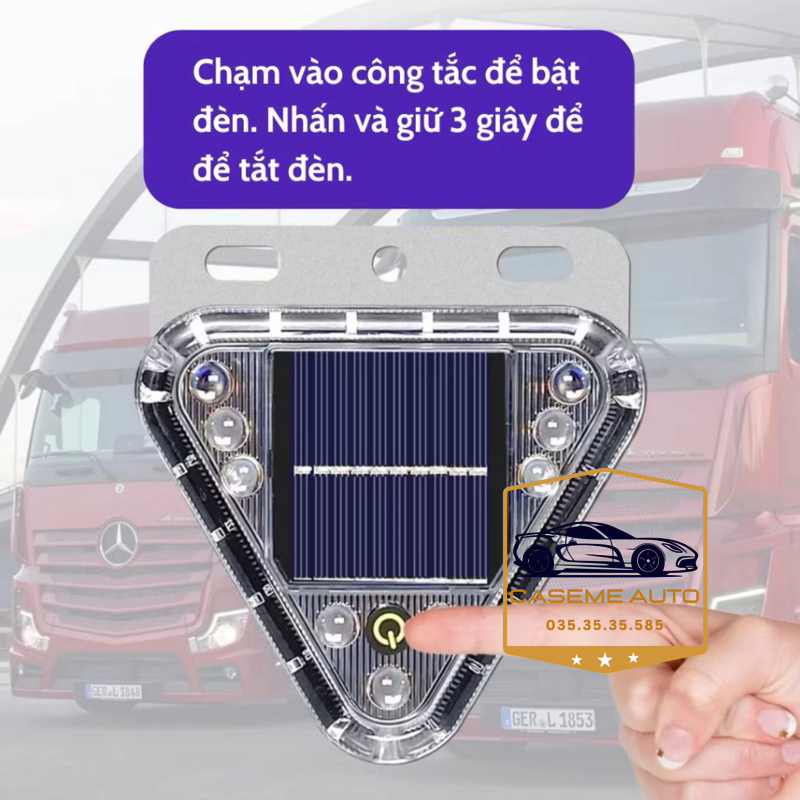 Đèn Hậu Cảnh Báo Năng Lượng Mặt Trời Cho Ô Tô, Xe Tải – Đèn LED Tam Giác Nhiều Màu, An Toàn Khi Lái Xe Ban Đêm - Hàng Nhập Khẩu