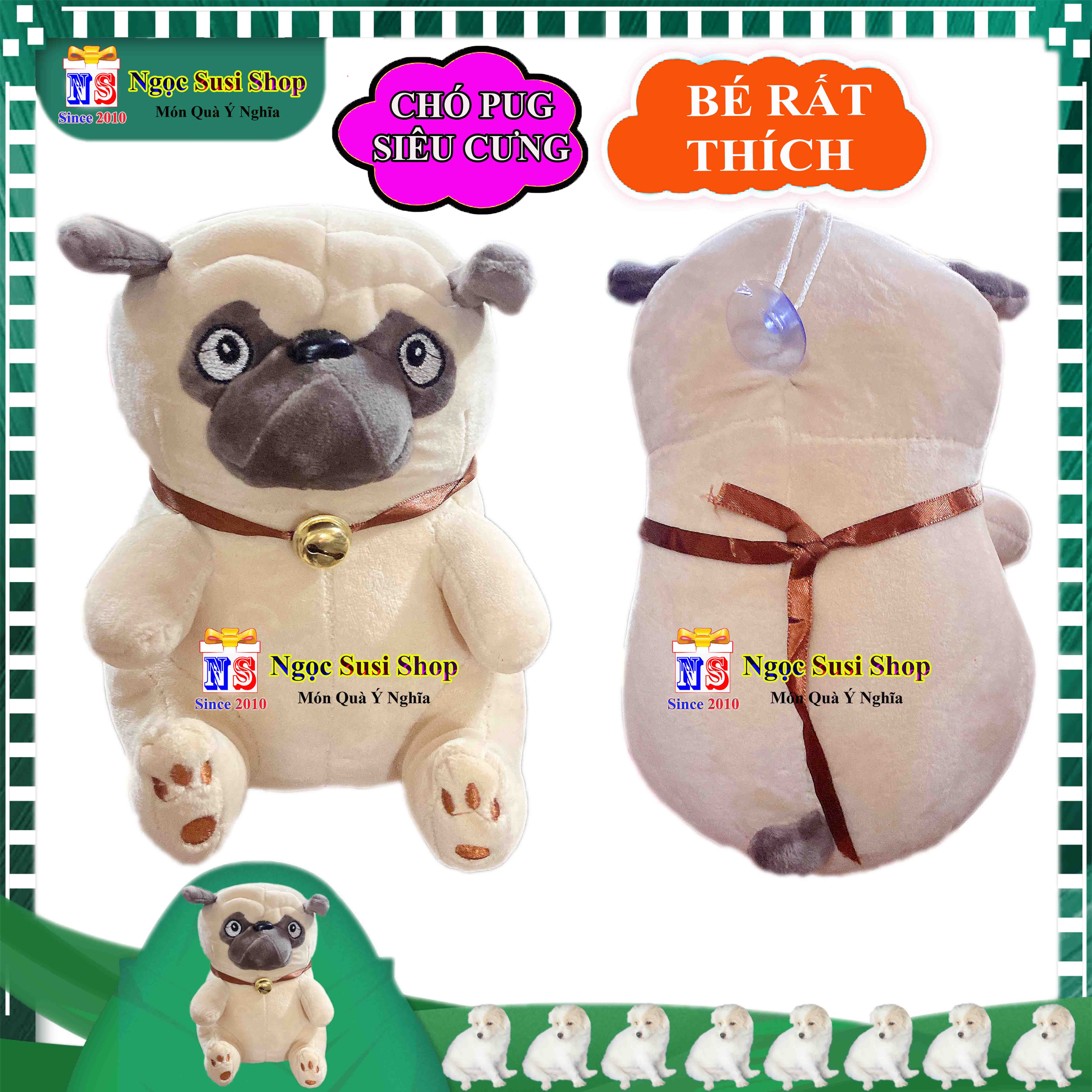 GẤU BÔNG CON CHÓ PUG CHO BÉ CẦM CHƠI - THÚ BÔNG CHÓ PUG