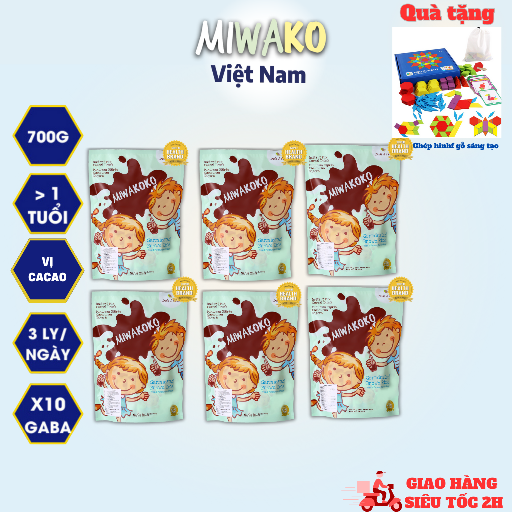 Sữa Hạt Công Thức Thực Vật Hữu Cơ MIWAKOKO Vị Cacao Túi 300g x 6 Túi Date 30/03/2025