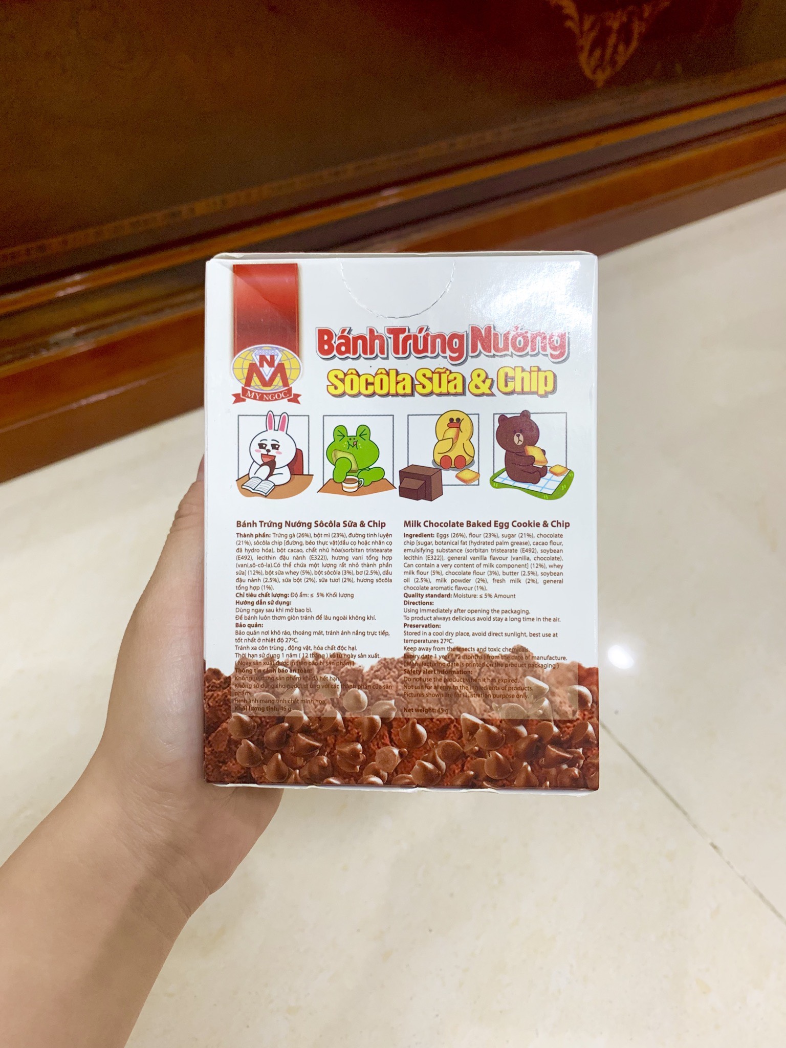 45g Bánh trứng nướng SÔCÔLA sữa &amp; chip MỸ NGỌC