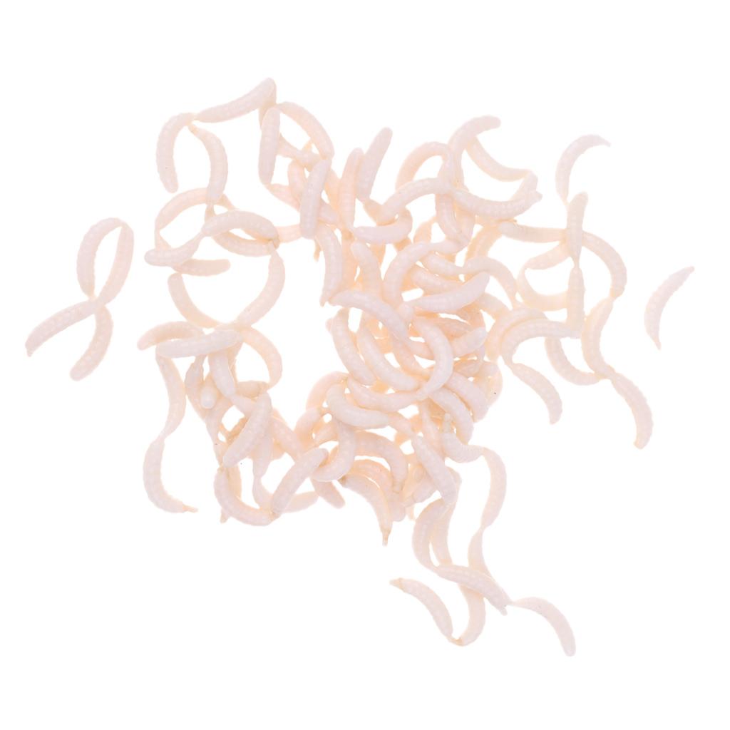 120Pcs/Box White Fishing Maggots Soft Worms Lure Strong Fishy Fishing Bait