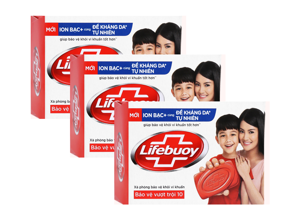 Combo 3 xà bông cục Lifebuoy bảo vệ vượt trội 90g