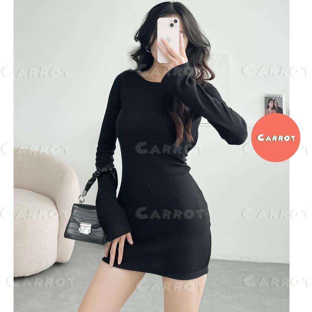 Váy body đầm ôm body nữ ngắn thiết kế tay dài kiểu năng động đường phố hàn quốc sexy đẹp carrotxinhdep hình thật