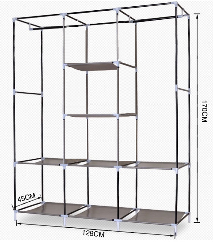 Tủ Quần Áo Cải Tiến Thế Hệ Mới, Tủ Vải Quần Áo 3 Buồng 8 Ngăn 1,7m Cao Cấp
