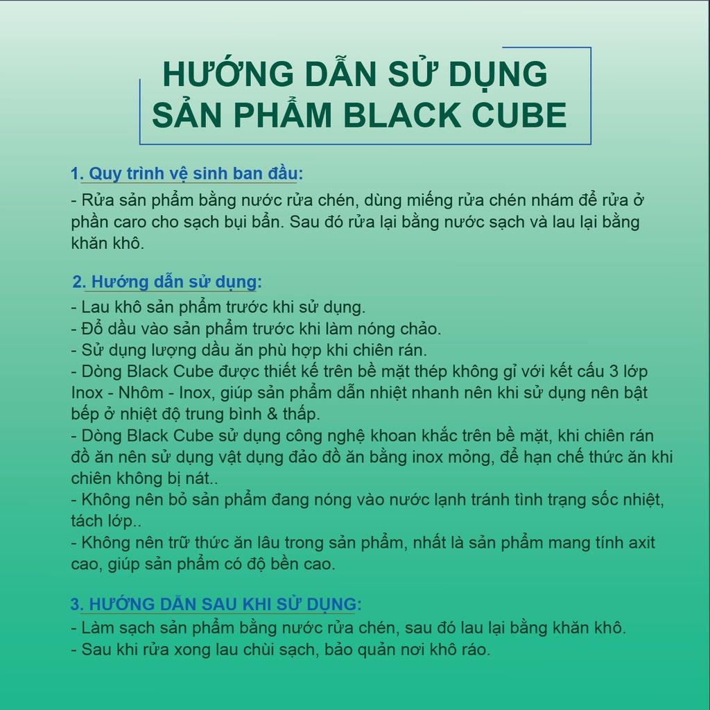 Bộ nồi chảo Blackcube 3 lớp đúc liền đáy từ đa năng chống dính Kims cook T&amp;K  03-1 Pcs , tặng 1 sạn inox