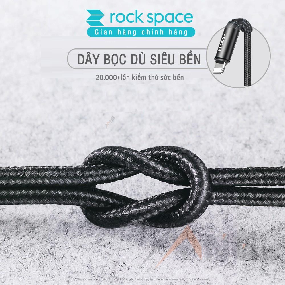 Dây Sạc Rockspace R2 dành cho Iphone dây dù màu đen,2M - Hàng chính hãng