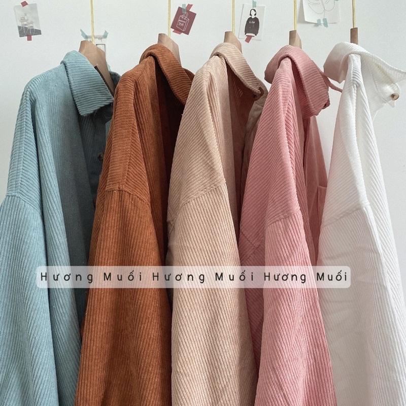 Áo sơ mi tăm oversize logo túi - 5 màu