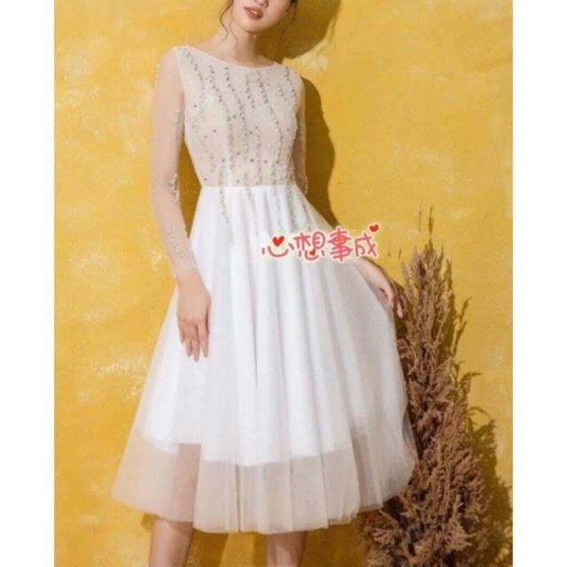 Đầm xoè dự tiệc kết cườm thủ công tay rất đẹp ( Có size M, L đến 58kg )MM MM