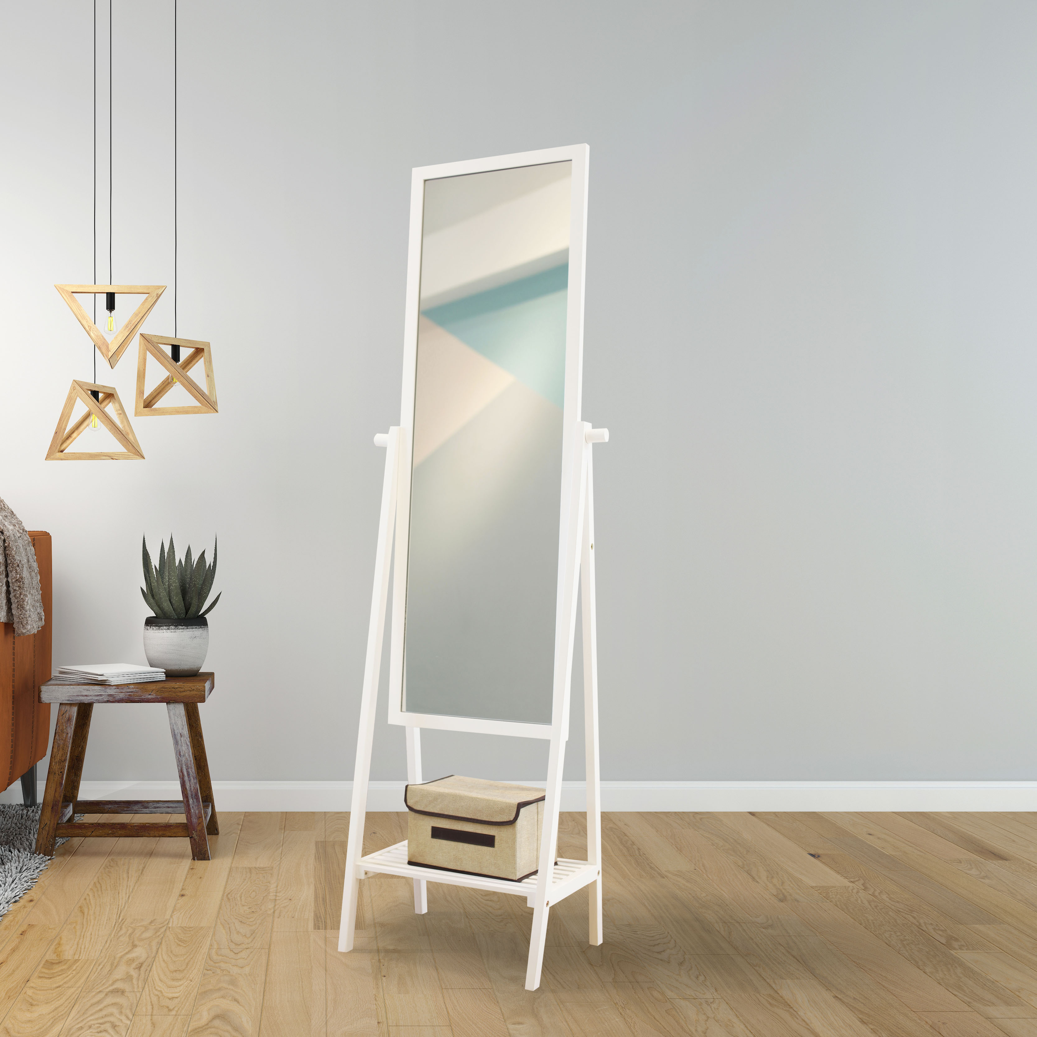 GƯƠNG KỆ  ĐỨNG HÀN QUỐC MÀU TRẮNG  - A MIRROR SHELF WHITE