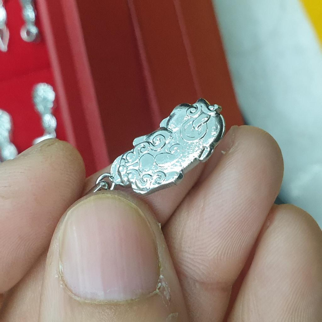 Mặt Dây Chuyền Tỳ Hưu Bạc Đúc Titanium Dùng Vĩnh Viễn- Màu sáng đẹp như vàng trắng tắm rửa