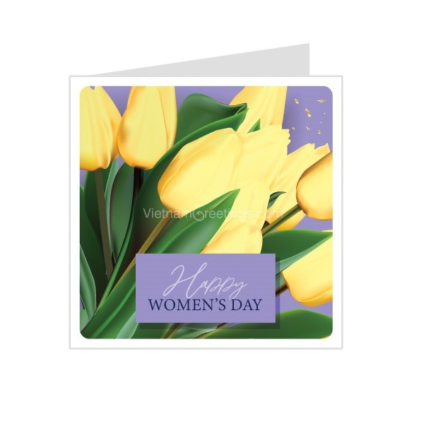 Combo 4c Thiệp ngày phụ nữ 8.3 và 20.10 Women's day - Thiệp Grey 9x9cm kèm phong bì
