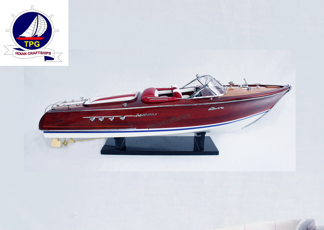 Mô hình tàu cao tốc Riva Aquarama 50 nệm Đỏ - trắng - Hoi An Craftships