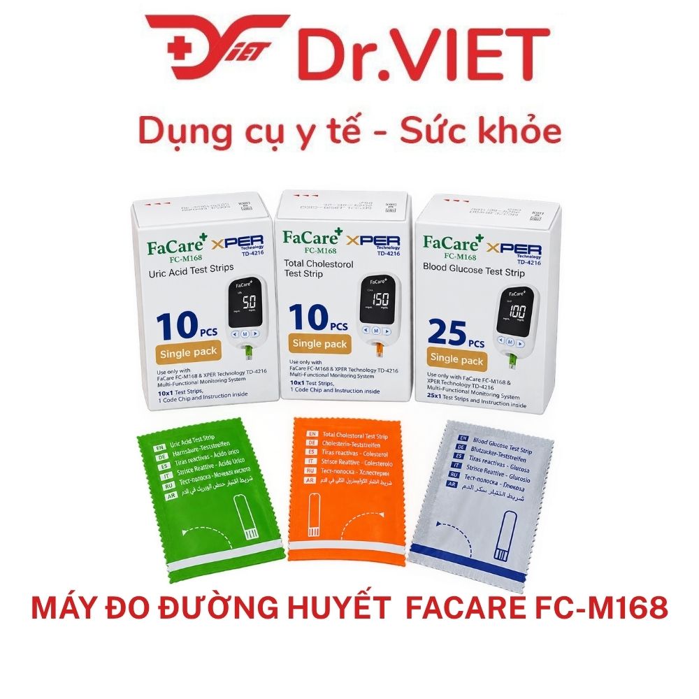 Máy đo đường huyết đa chức năng FaCare FC-M168, đo 5 chỉ số sức khỏe, kết nối Bluetooth, nhỏ gọn