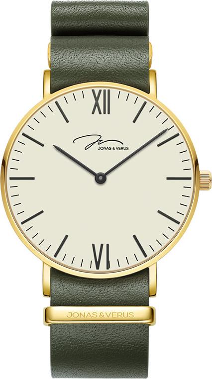 Đồng hồ đeo tay Nam hiệu JONAS &amp; VERUS Y01646-Q3.GGXLN, Máy Pin (Quartz), Kính Sapphire, Dây da Italy
