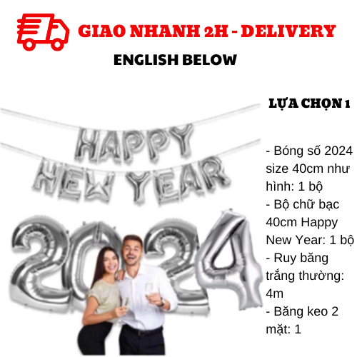 Bộ bong bóng trang trí tiệc năm mới màu bạc cbhp03