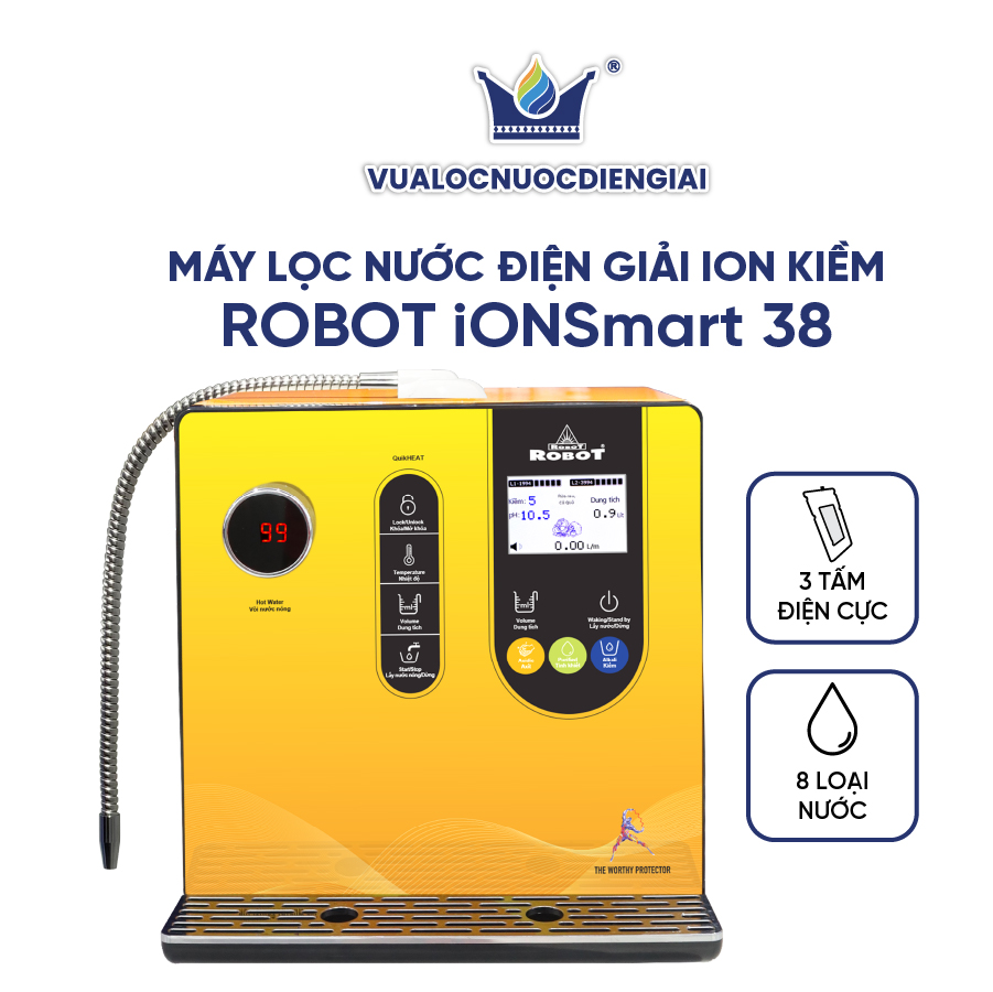 Máy Lọc Nước Điện Giải Ion Kiềm ROBOT IonSmart 38 Nóng Thông Minh - Hàng Chính Hãng