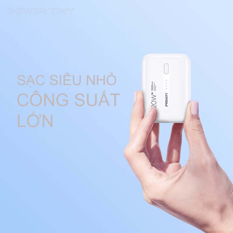 Sạc dự phòng Pisen Quick Mini QP20 10000mAh , công suất 20w, nhỏ gọn, Hàng chính hãng bảo hành 24 tháng