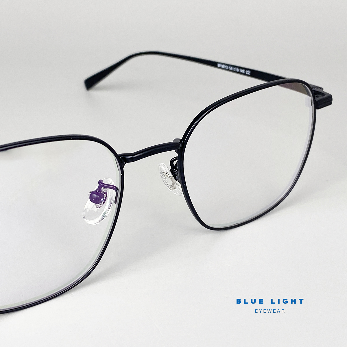 Gọng Kính Cận, Kính Giả Cận Nam Nữ TITANIUM Cao Cấp Siêu Nhẹ, Mắt Vuông To Dày Bản, Full Đen Bạc - BLUE LIGHT