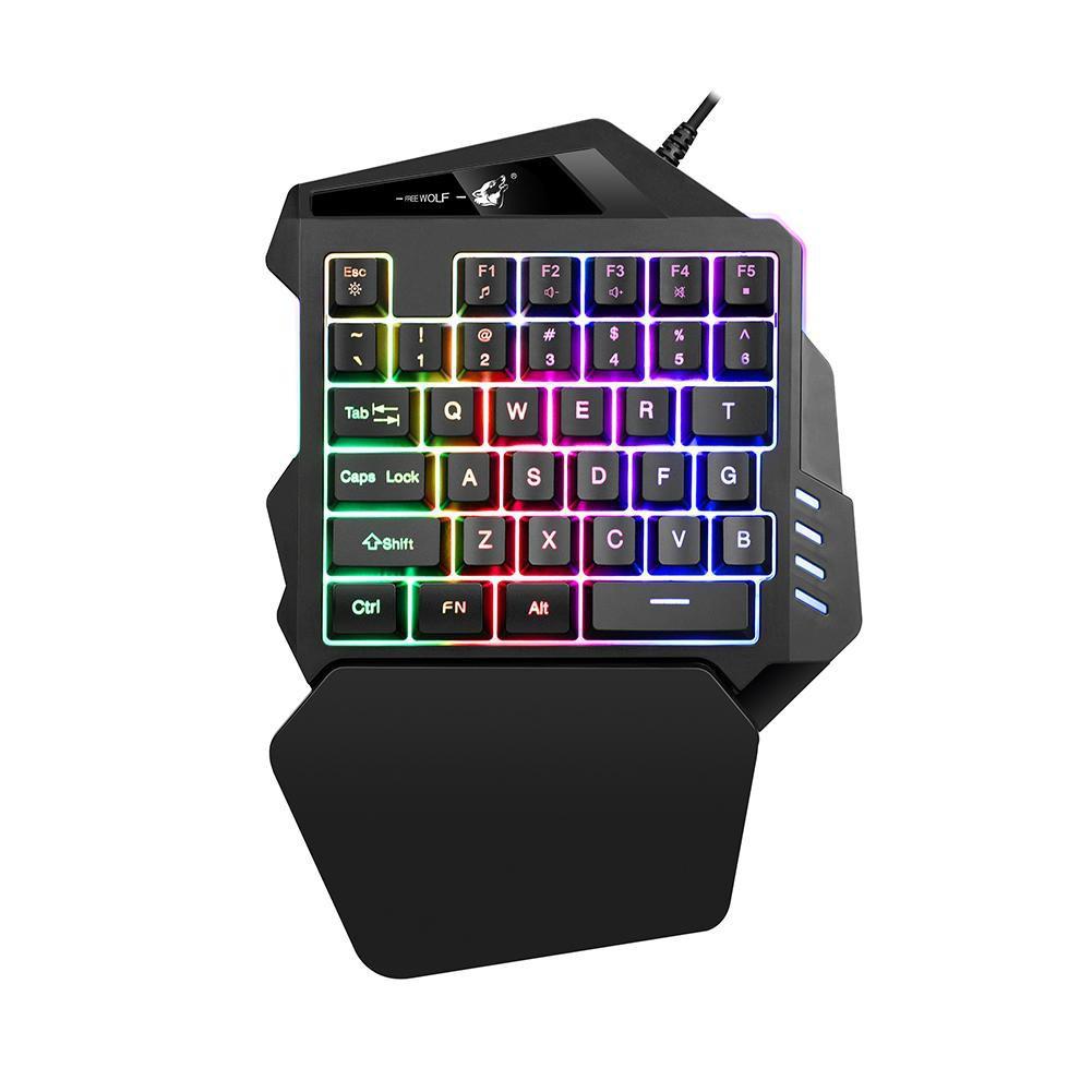 USB Wired Single Hand Gaming Keyboard Mix-color Backlit 35 Keys Keypad -dc3442