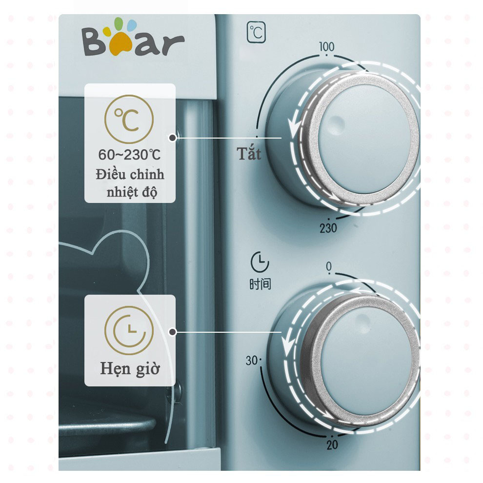 Lò nướng đa năng Mini BEAR dung tích 11L phiên bản màu Xanh - Hàng nhập khẩu