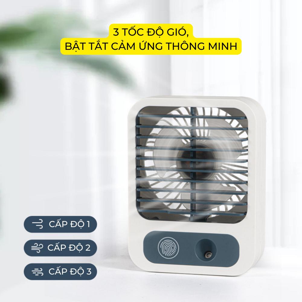 Quạt điều hoà mini để bàn, quạt hơi nước phun sương sạc tích điện 3 tốc độ gió, dung tích bình 150ml, bảo hành 6 tháng