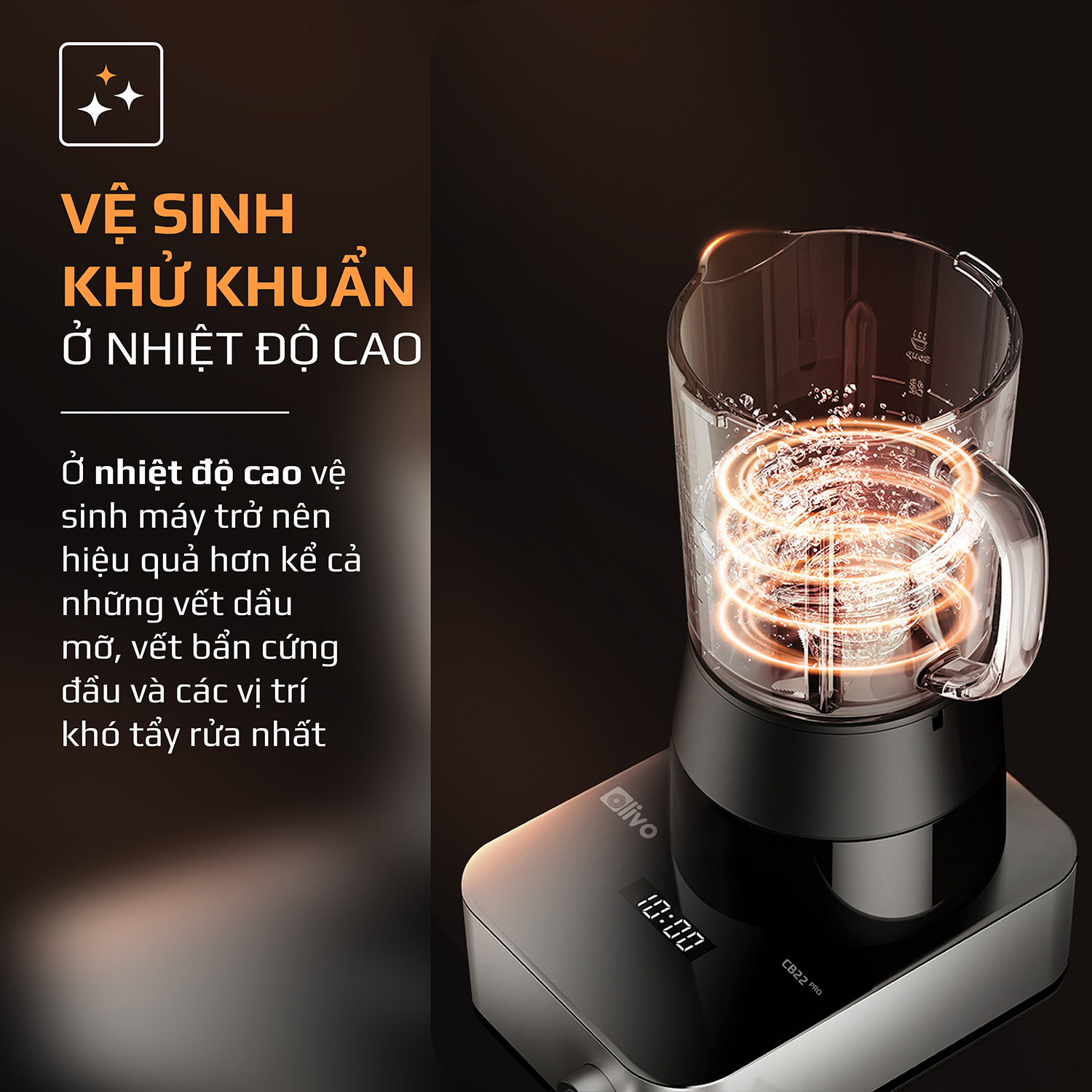 Máy Xay Nấu Cao Cấp OLIVO CB22 PRO  Chống Trào Tuyệt Đối - Vệ Sinh Khử Khuẩn - Thương Hiệu Mỹ - Hàng Chính Hãng