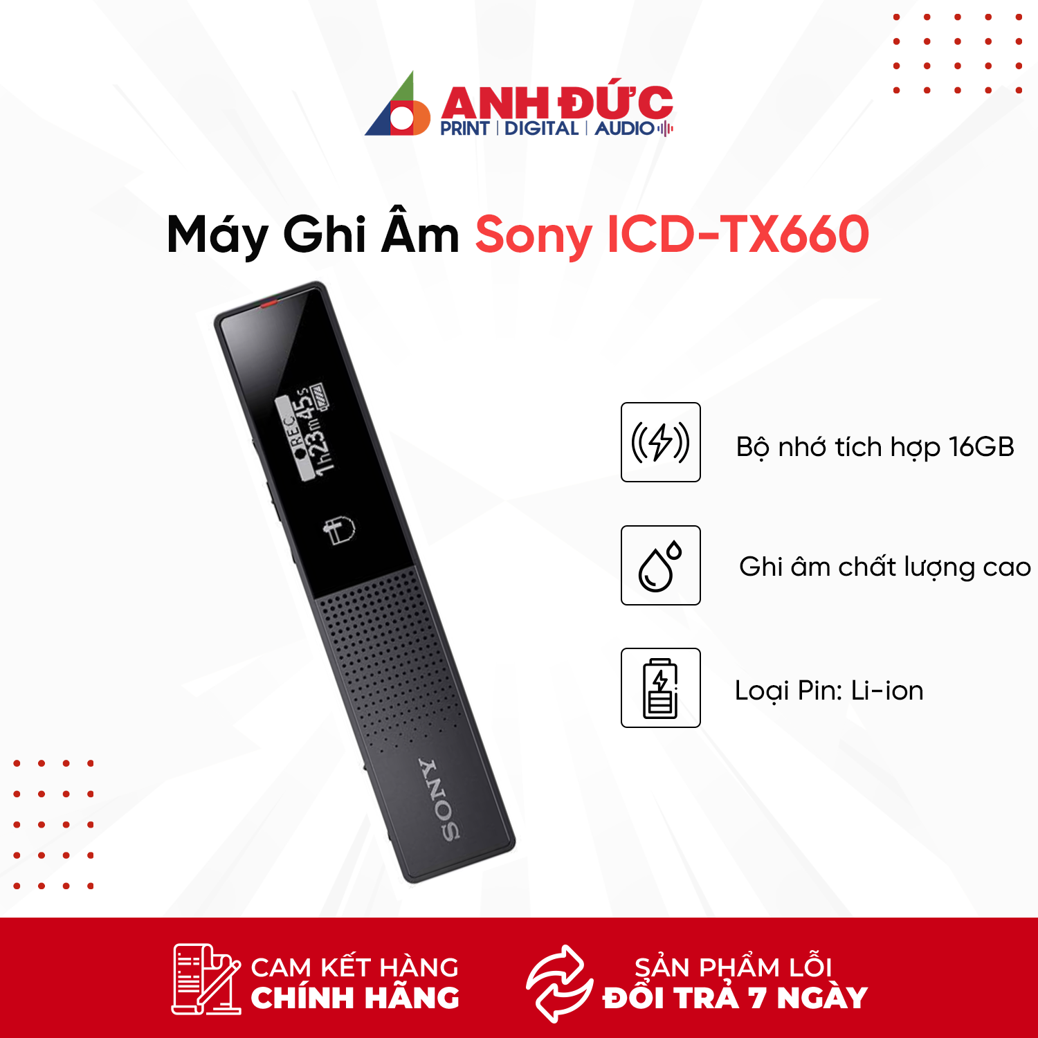 Máy ghi âm kỹ thuật số Sony ICD-TX660 - Hàng chính hãng