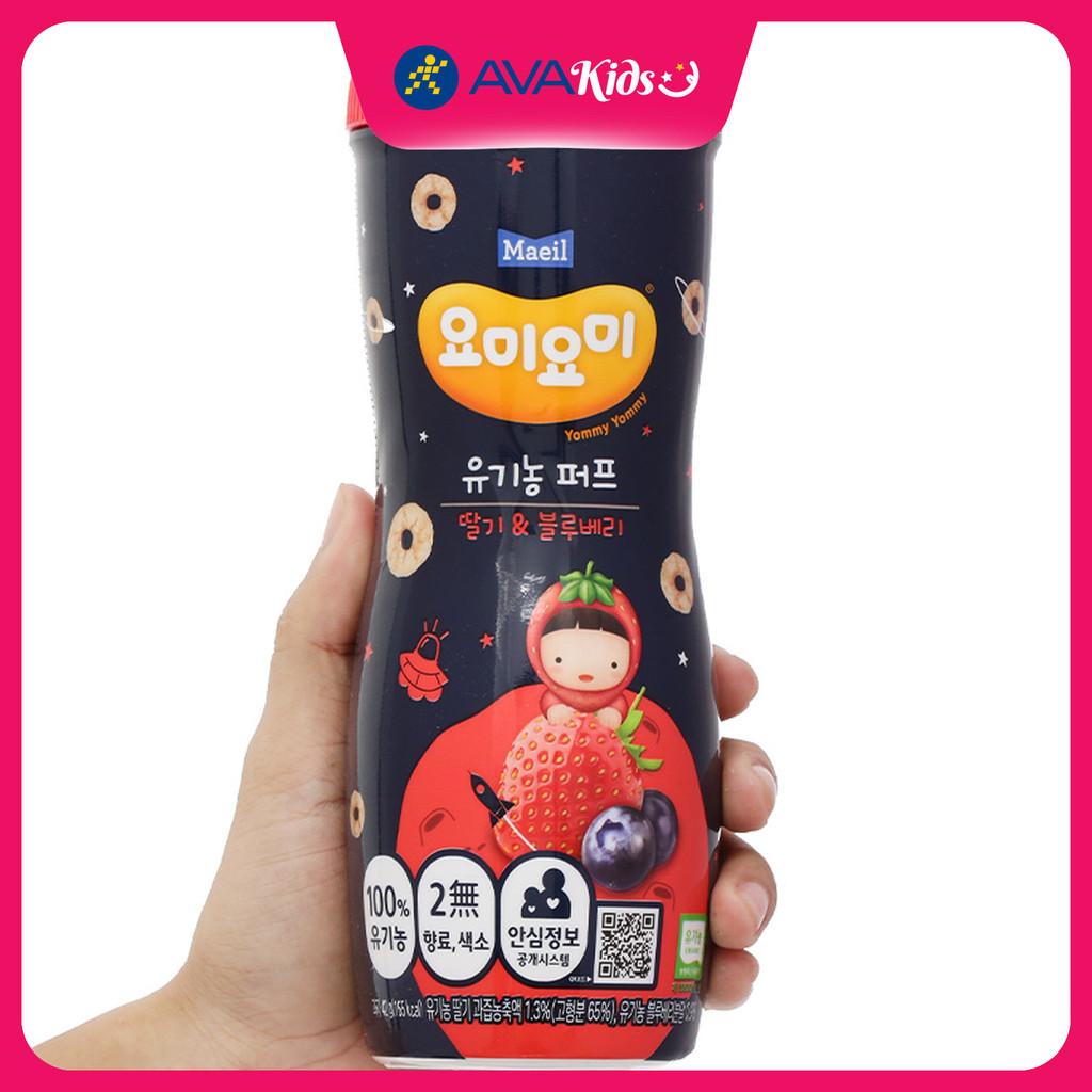 Bánh gạo ăn dặm Maeil Yommy Yommy vị dâu, việt quất lon 42g (từ 1 tuổi) - Hàng Chính Hãng