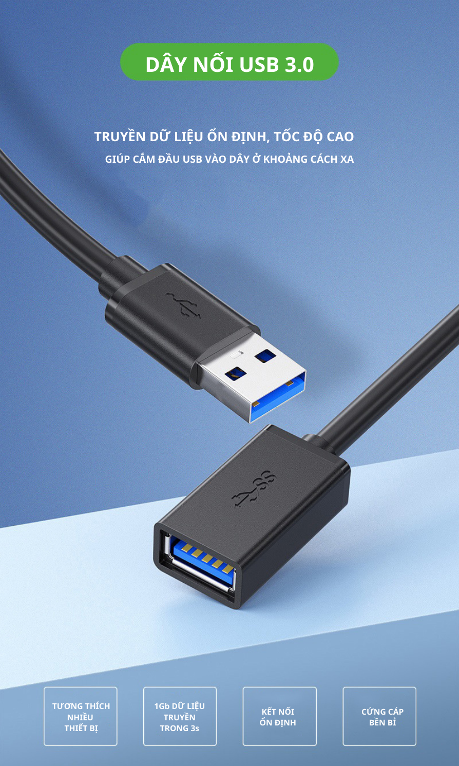 Dây Cáp Nối Dài USB 3.0 Dài 2M  - Hàng Chính Hãng Tamayoko