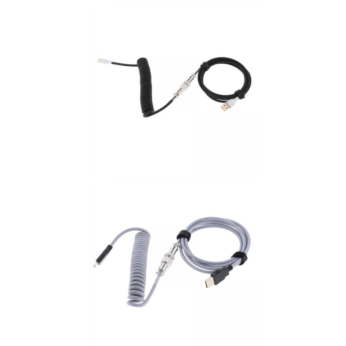 2x Coiled Cable Wire #1.8m Usb Micro Mechanical Keyboard Computer