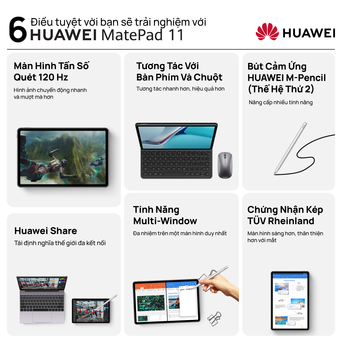 Máy Tính Bảng Huawei MatePad 11 | Màn Hình HUAWEI FullView 120 Hz | Kèm Bút cảm ứng Huawei M-Pencil + Bàn phím Smart Magnetic Keyboard