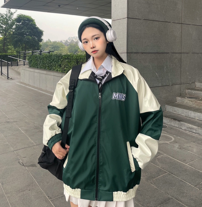 Hình ảnh Áo Khoác Gió Nam Nữ THÊU CHỮ MNS Jacket Chất Vải Dù form unisex form rộng Cực chất