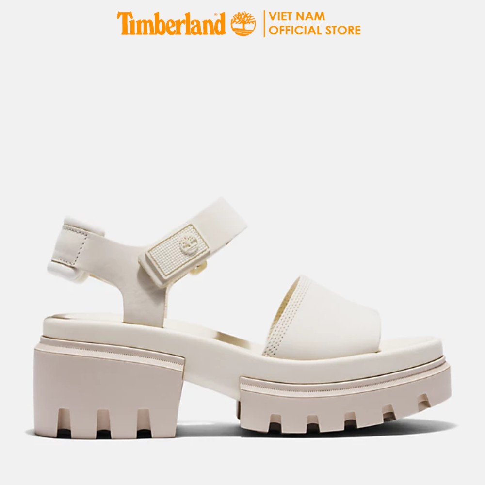 [New 2023] Timberland Giày Sandal Nữ Đế Cao Everleigh Ankle Strap Màu Trắng Kem TB0A5UMMD2