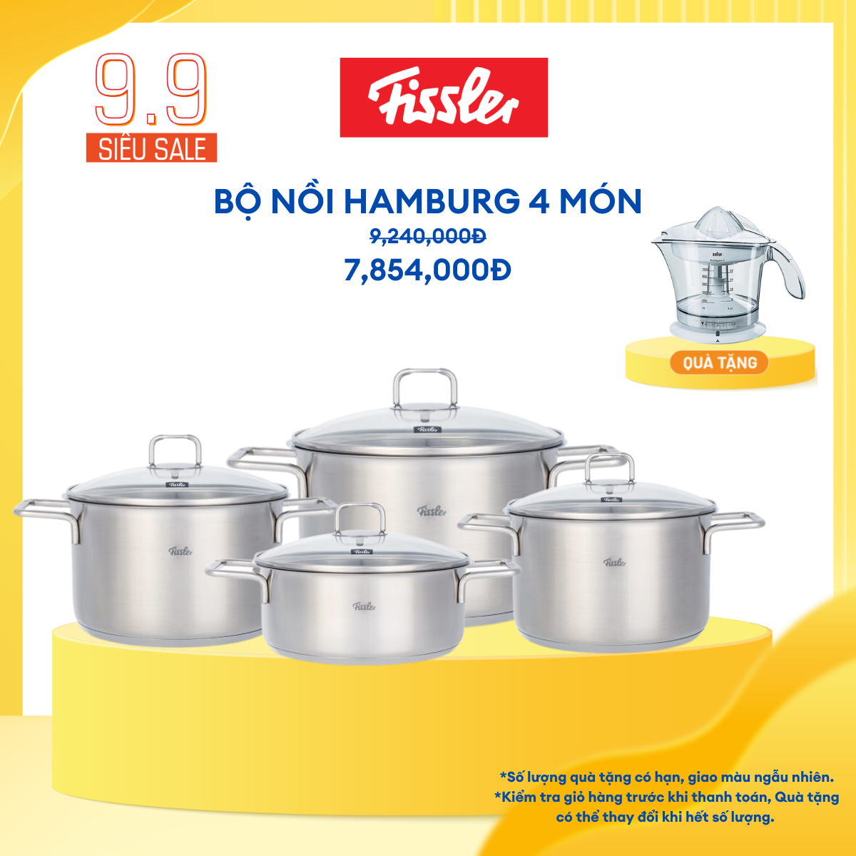 Bộ Nồi Cao Cấp Fissler Hamburg 4 Món - Phân Phối Chính Hãng