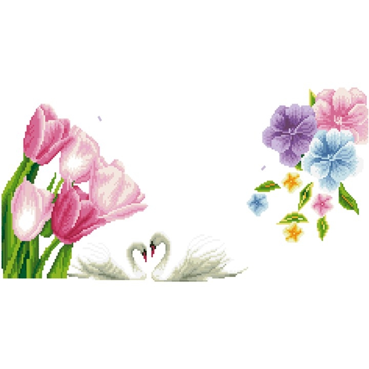Tranh đính đá Đồng hồ hoa Tulip - khách tự đính