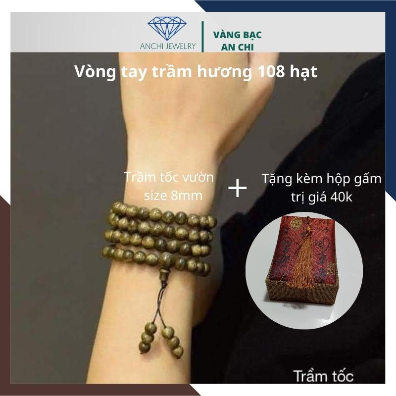 Chuỗi 108 hạt trầm hương 8mm tặng kèm hộp gấm, Anchi jewelry