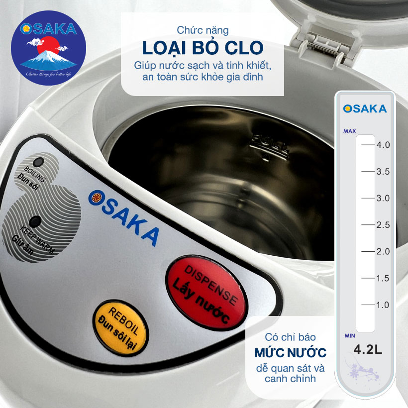 Bình thủy điện cao cấp AP-42L dung tích 4.2 lít - Lòng inox bền đẹp - Hàng chính hãng