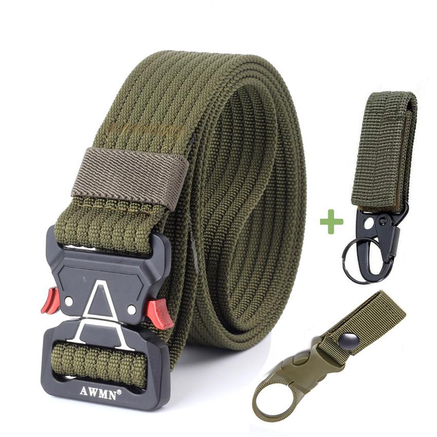 Mới Khoác Nylon Nam Dây Thắt Lưng Đen Dài Dây Đeo Thắt Lưng Nhanh Chóng Phát Hành Chiến Thuật Có Khóa Kim Loại Phụ Kiện Thể Thao