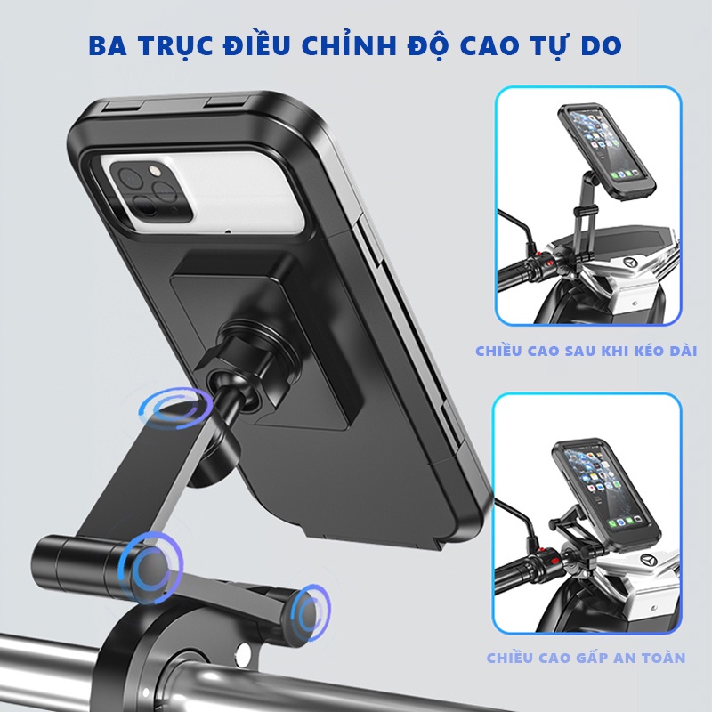 Kẹp điện thoại xe máy, giá đỡ điện thoại gắn xe máy M3 chống nước cao cấp , xuay 360 độ chắc chắn,