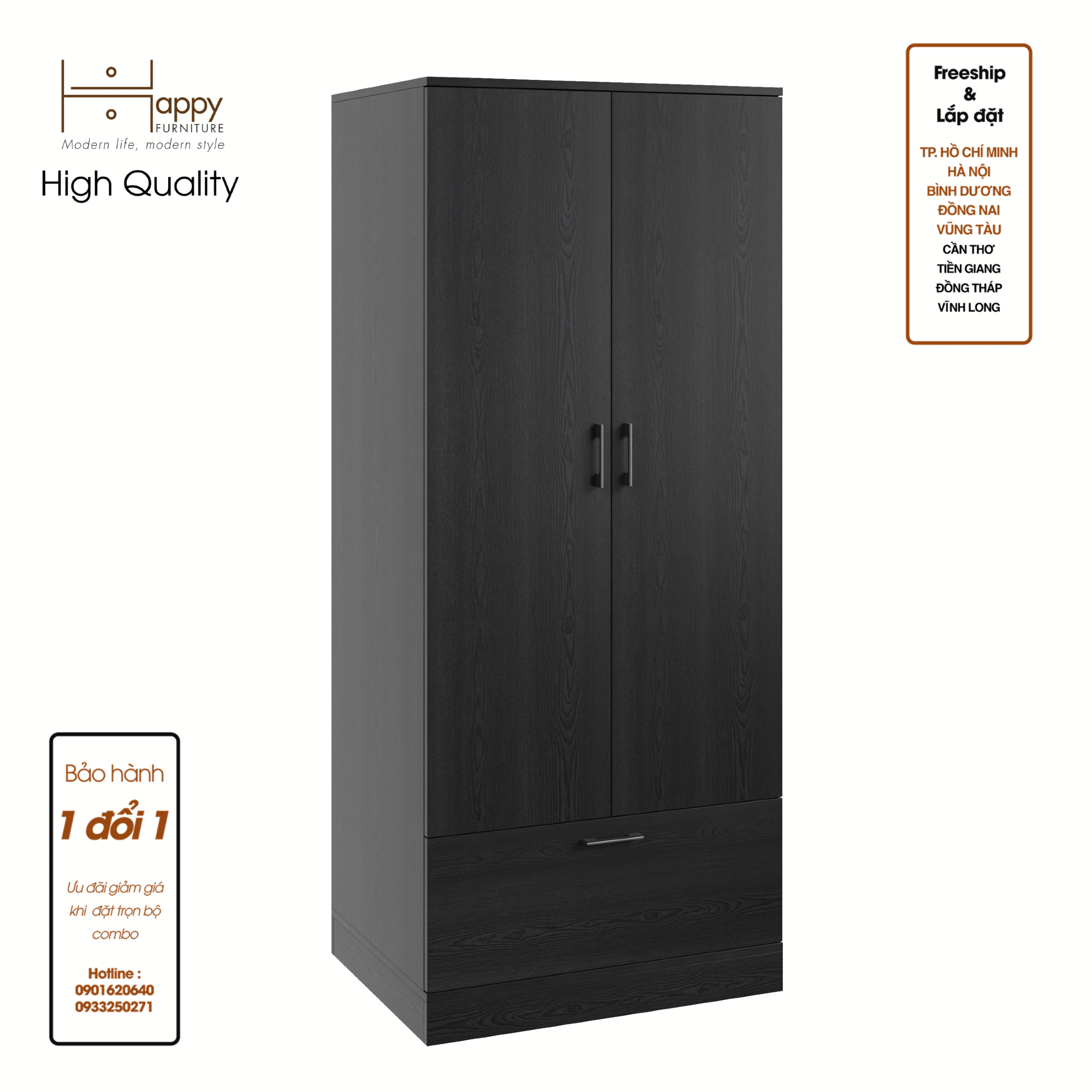SALY , Tủ treo quần áo tiện dụng, 90cm x 40cm x 180cm , TCM_009