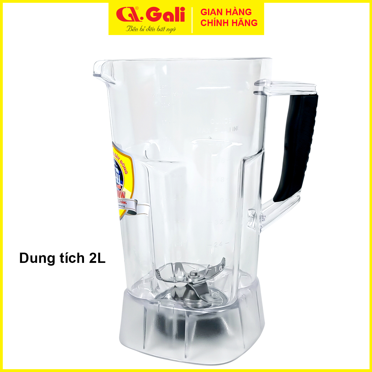 Bộ ly xay sinh tố công nghiệp Gali 1525, dung tích 2 lít, nhông, socket, motor cối xay, khóa dao, hàng chính hãng