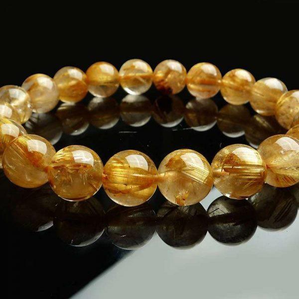 Thạck anh tóc vàng Vòng phong thủy mệnh kim TẶNG HỘP GẤM CAO CẤP